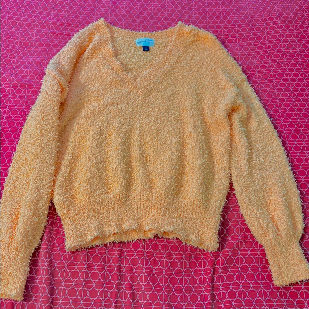 Cozy Orange V-Neck Sweater